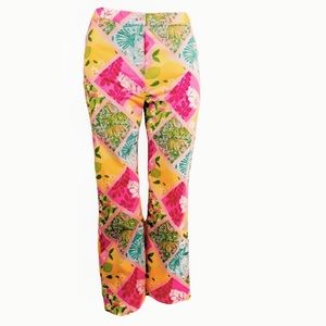RARE Lilly Pulitzer Pink Tile Patch Pattern Capris Size 4